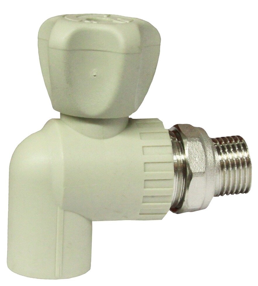 Кран шаровый для воды FV-Plast / ФВ-Пласт радиаторный угловой полипропилен серый резьба 1/2