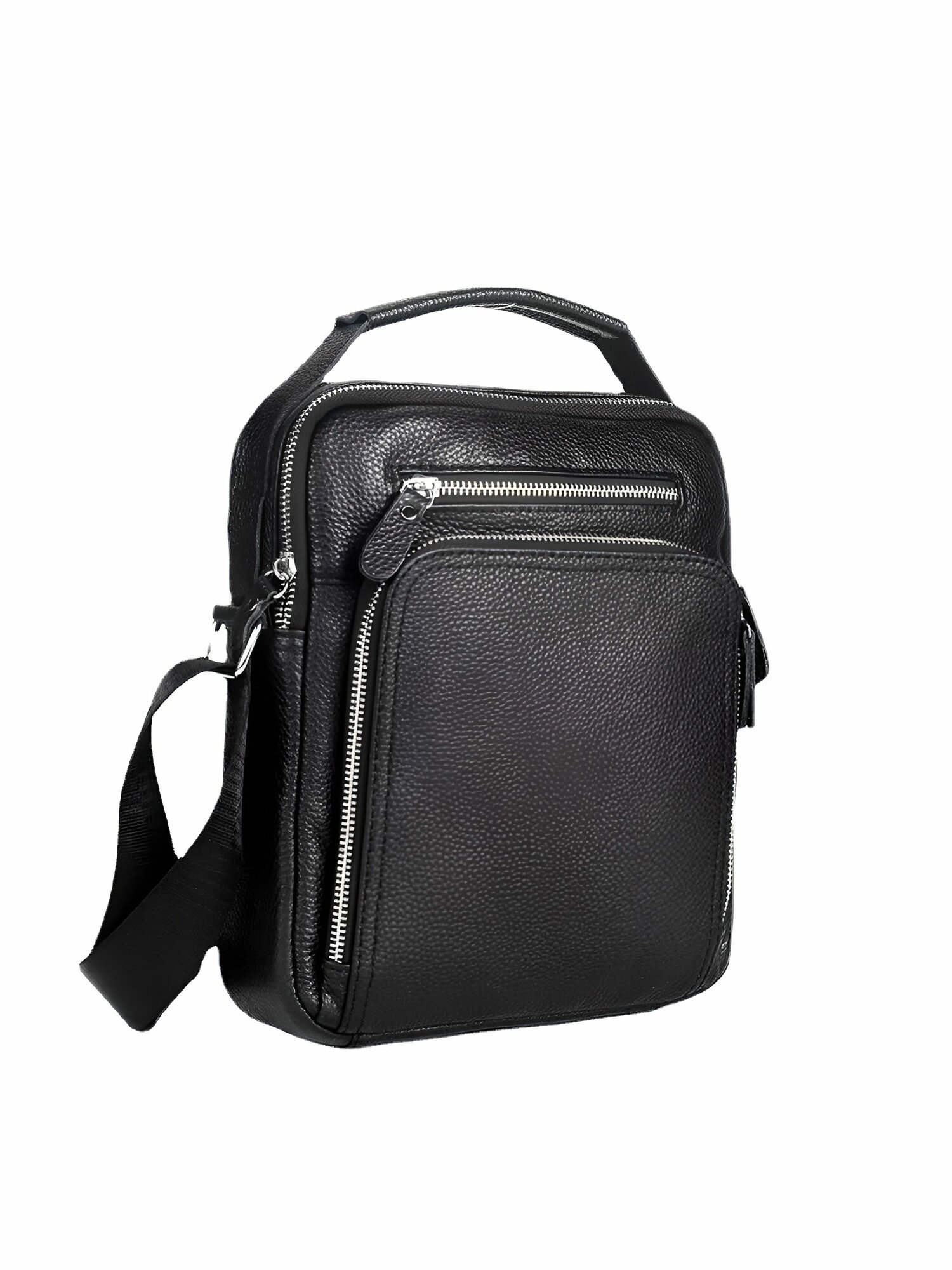 Сумка мессенджер КожаноFF, фактура зернистая, черный графит — фото 1