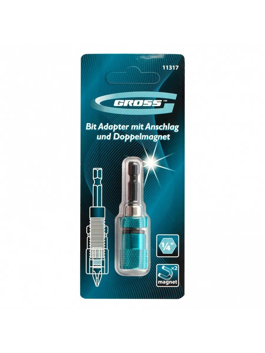 Адаптер для бит с ограничителем и двойным маг, GROSS, 11317 — фото 1