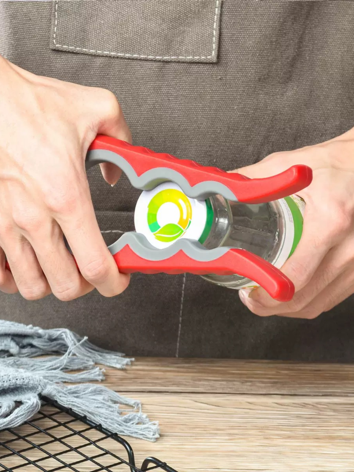 Открывашка EDILIUM 4 в 1 для банок, нескользящая, PP/TPR, для разных диаметров крышек, 23 см — фото 1