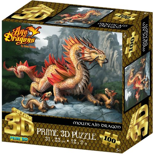 фото Пазл super 3d золотой горный дракон, 100 дет. prime 3d