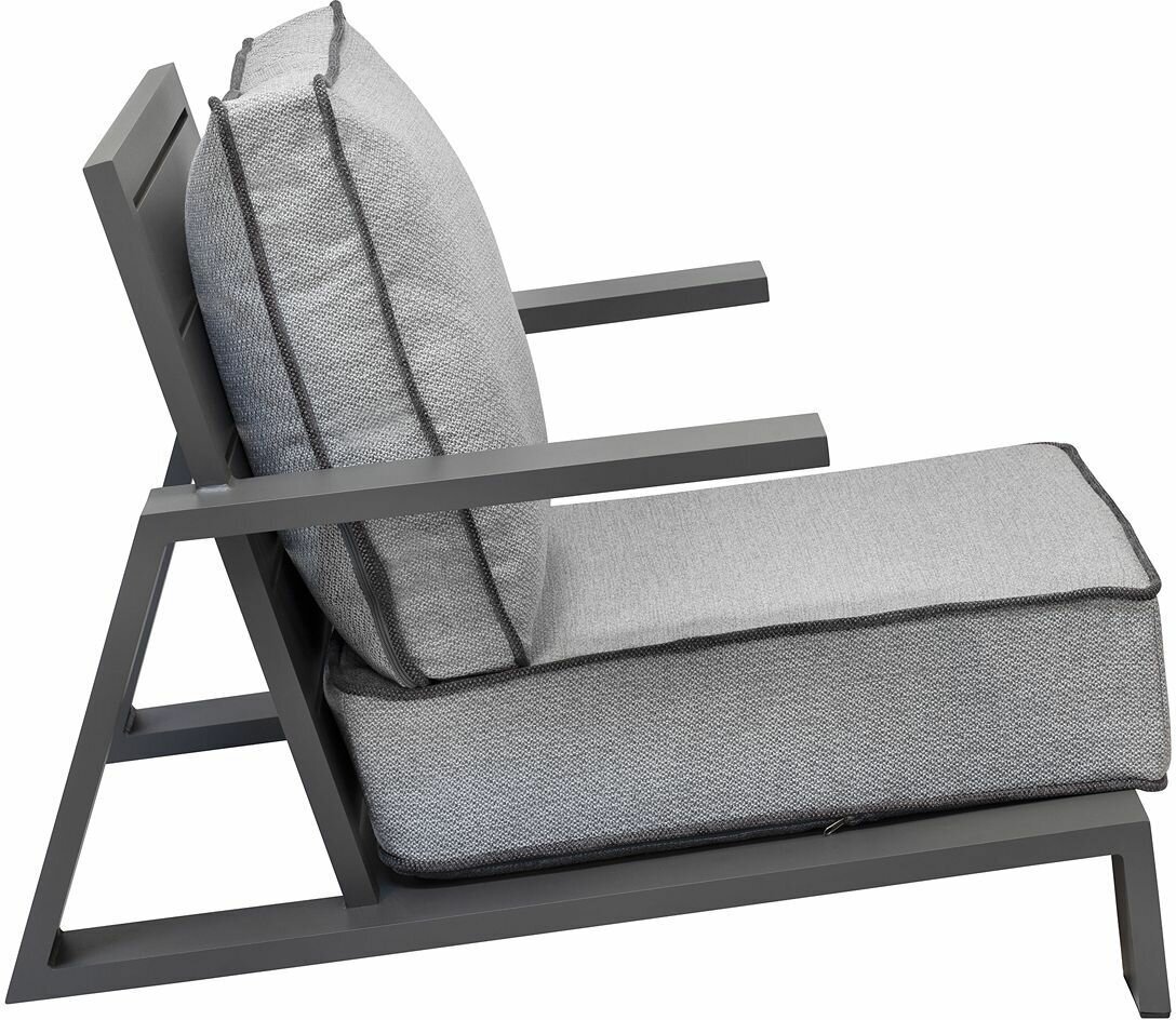 Кресло уличное KORFU, алюминий цвет LAVA, подушки JASPER GREY - фотография № 3
