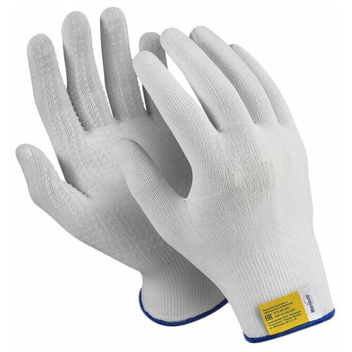 Перчатки защитные нейлоновые Manipula Specialist Микрон, пвх-покрытие точка, 15 класс, размер 7 (S), 10 пар (TNG-27/MG111)