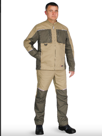 Костюм "дрим" куртка+брюки, тк. смесовая (60% хлопок, 40% п/э), плотность 270 г/м2, цв. беж/олива 52\54 170\176