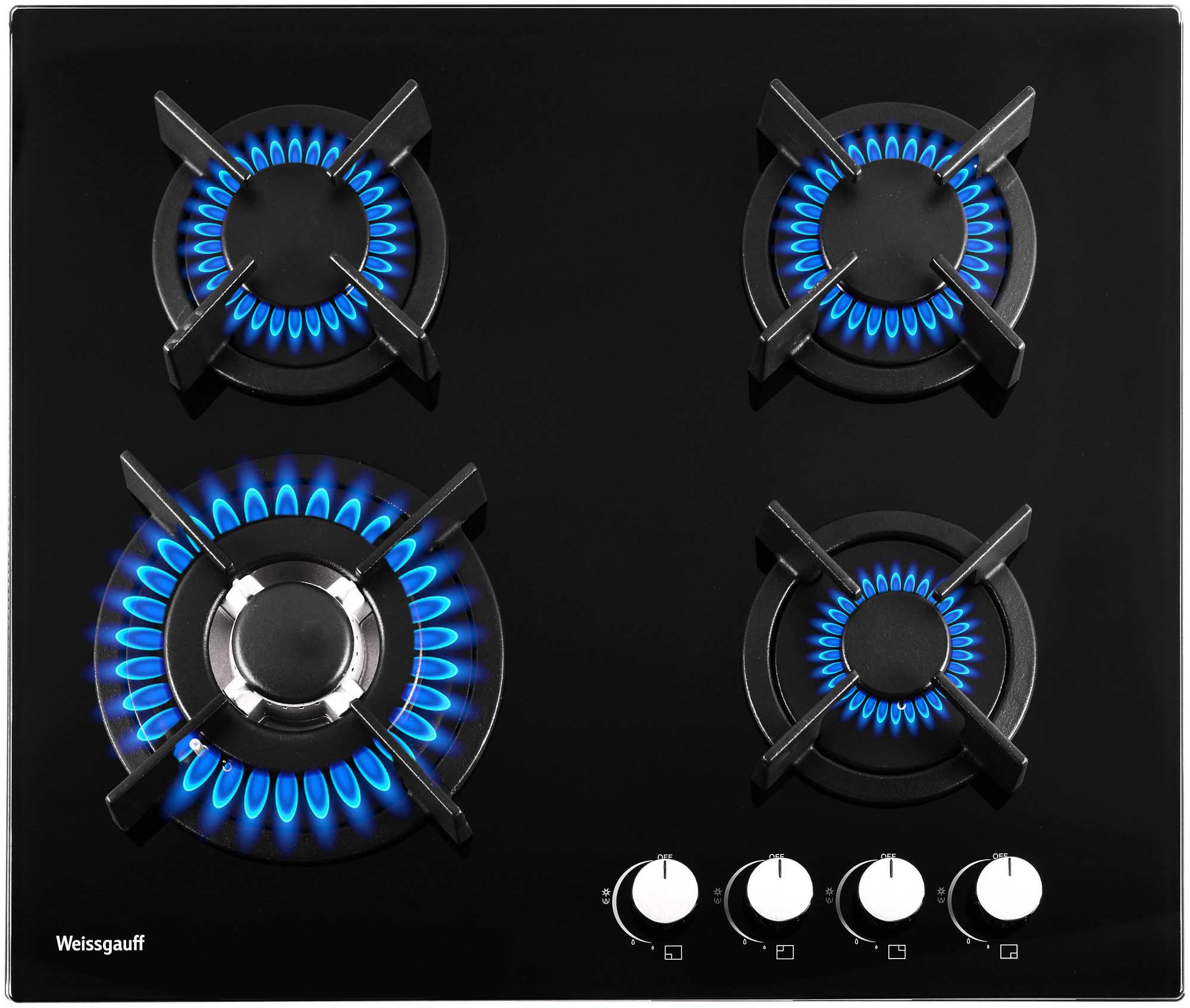 Газовая варочная панель Weissgauff HGG 640 G, чeрный