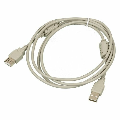 Кабель-удлинитель USB2.0 USB2.0-AM-AF-1.8M-MG, USB A(m) - USB A(f), ферритовый фильтр , 1.8м, серый