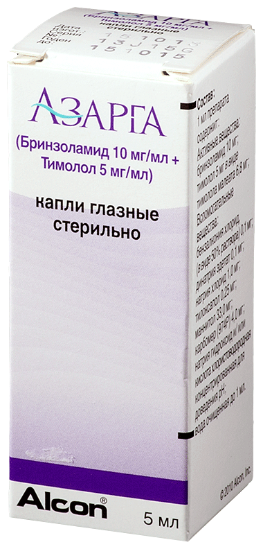 Азарга гл. капли фл.-капельница, 10 мг/мл+5 мг/мл, 5 мл