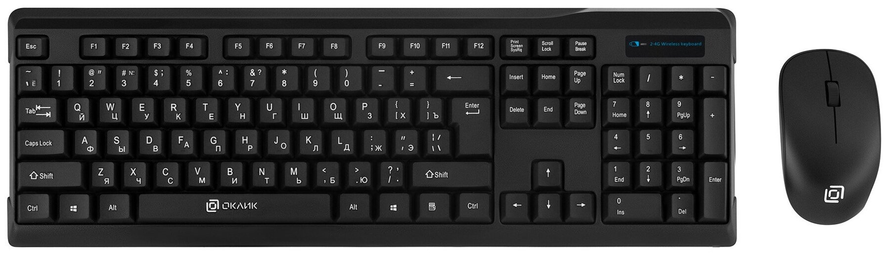 Беспроводной комплект Oklick мышь+клавиатура 230M USB (черный) Беспроводной комплект Oklick мышь+клавиатура 230M USB (черный)