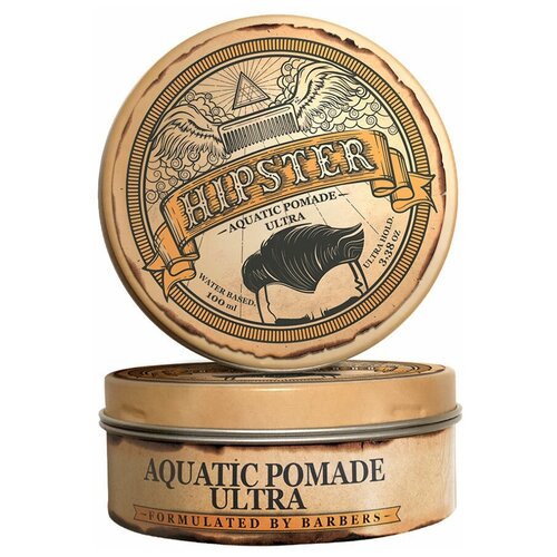 Hipster Помада Aquatic Pomade Ultra, сильная фиксация, 100 мл, 100 г hipster помада для укладки волос aquatic pomade со средней фиксацией и естественным блеском 33 ml