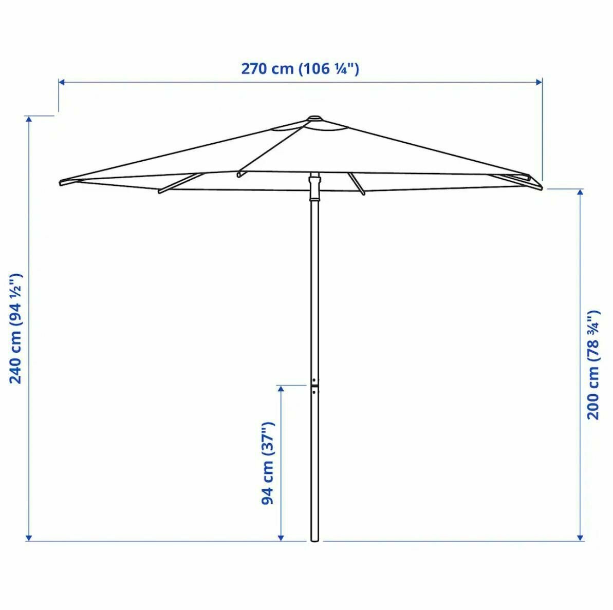 Зонт от солнца 270 см серый икеа HOGON хёгён пляжный купол - фотография № 5