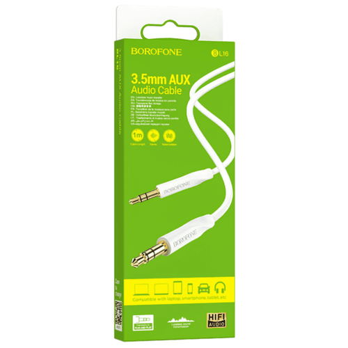 Аудио кабель AUX Borofone BL16 Audiolink 3.5мм jack на 3.5mm jack, 1м кабель аудио 3 5 jack 3 5 jack borofone bl6 1м white