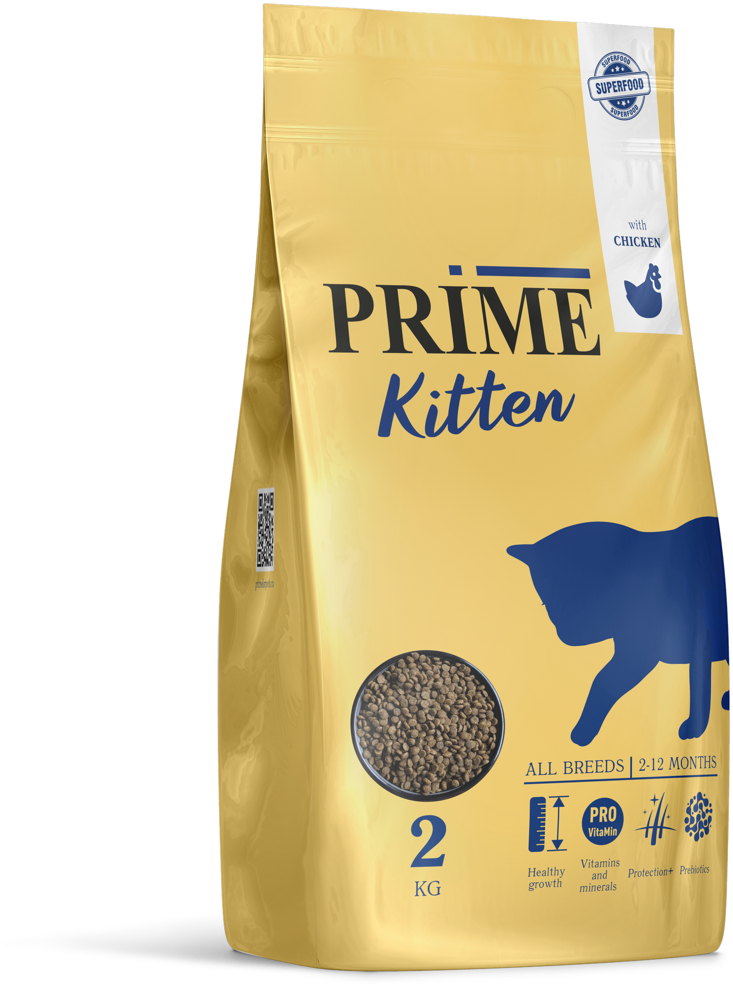 Сухой корм PRIME KITTEN для котят от 2 до 12 месяцев, с курицей 2 кг