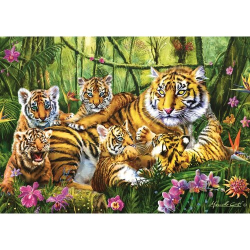 Пазлы Trefl 500 деталей, Семья тигров (37350) пазл рыжий кот 500 деталей семья тигров