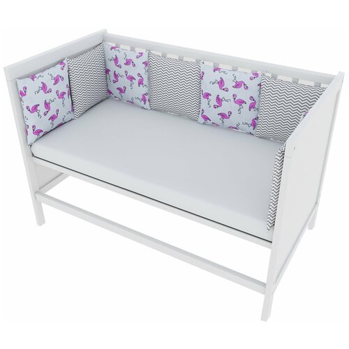 фото Бортик в кроватку 12 предметов (12 подушек-бортиков) amarobaby фламинго (малиновый)