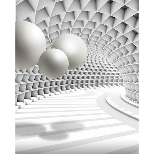 Моющиеся виниловые фотообои Футуристический тоннель со сферами 3D, 200х250 см футуристический тоннель со сферами 3d виниловые фотообои 211х150 см