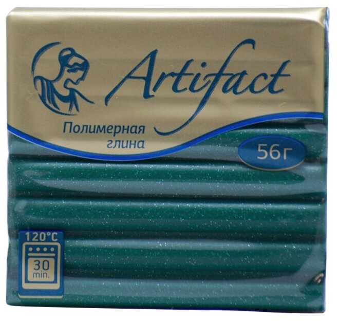 Пластика (пластилин отверждаемый) с блестками, брус 56 г (251 изумрудный с блестками)