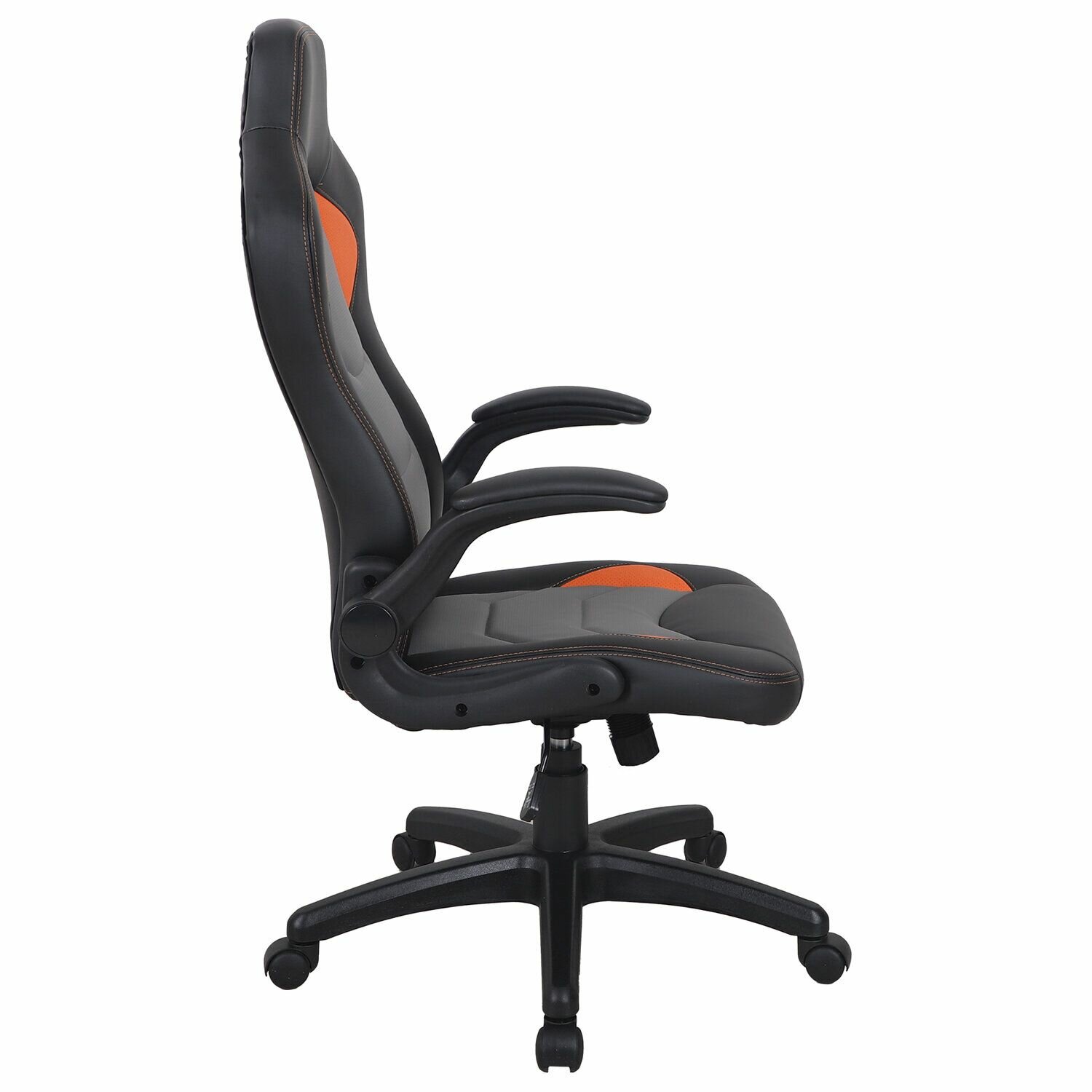 Кресло компьютерное BRABIX "Skill GM-005", откидные подлокотники, экокожа, черное/оранжевое, 532495 - фотография № 14