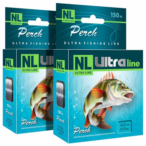 фото Леска nl ultra perch (окунь) набор 2шт по 150m 0,25mm aqua