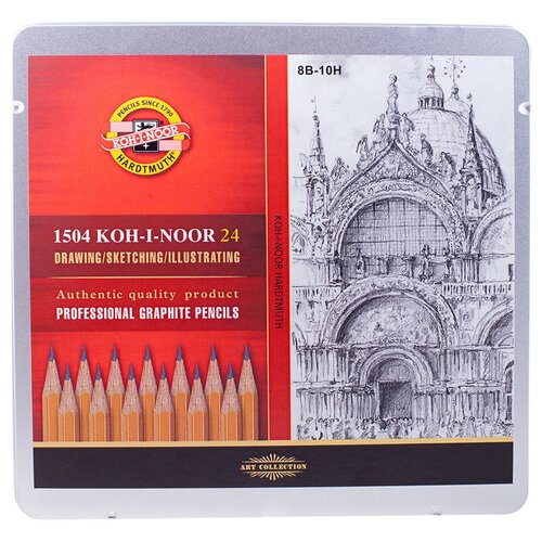 фото Koh-i-noor набор чернографитных карандашей 1500, 24 штуки 8b-10h (1504024001pl)