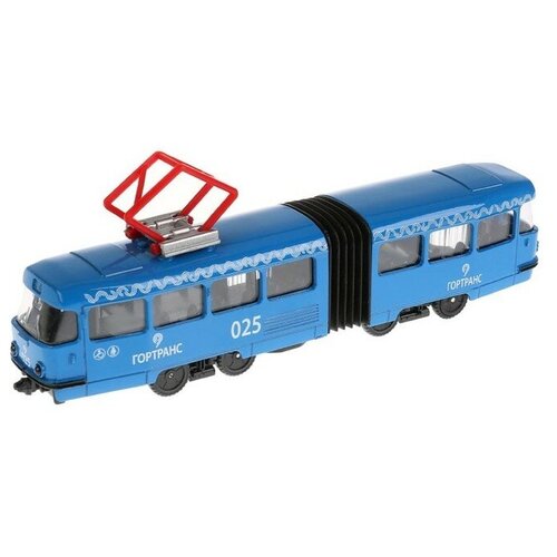 Трамвай ТЕХНОПАРК SB-18-01-BL-WB(IC), 19 см, синий технопарк трамвай с гармошкой 19 см двери металл инерция sb 18 01 bl wb ic 20 1 с 3 лет