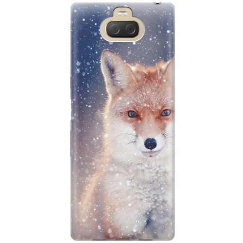 фото Cиликоновый чехол на sony xperia 10 plus / xa3 ultra / сони иксперия 10 плюс с принтом "лисица в снегопад" gosso