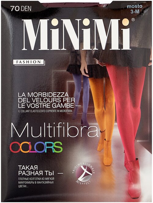 Колготки  MiNiMi Multifibra Colors, 70 den, с ластовицей, размер 2-3, красный, бордовый