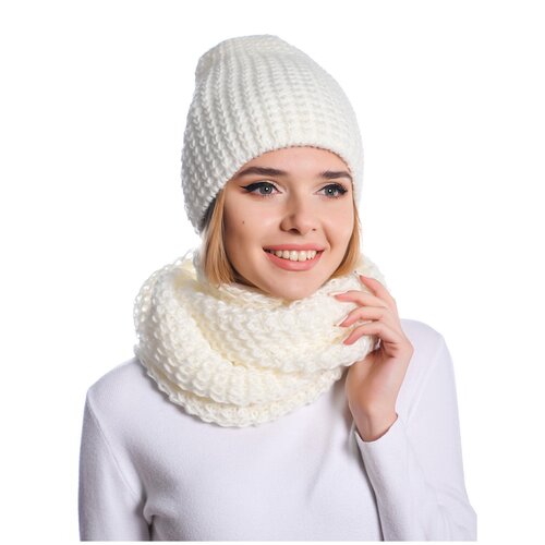 фото Комплект аксессуаров: шапка + снуд pretty mania феми цвет: молочный