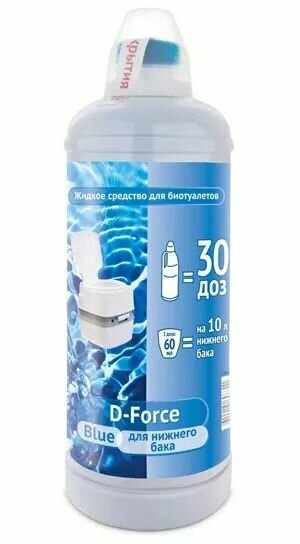 D-Force Blue, жидкое средство для биотуалетов, для нижнего бака 1,8л, 6 штук - фотография № 2