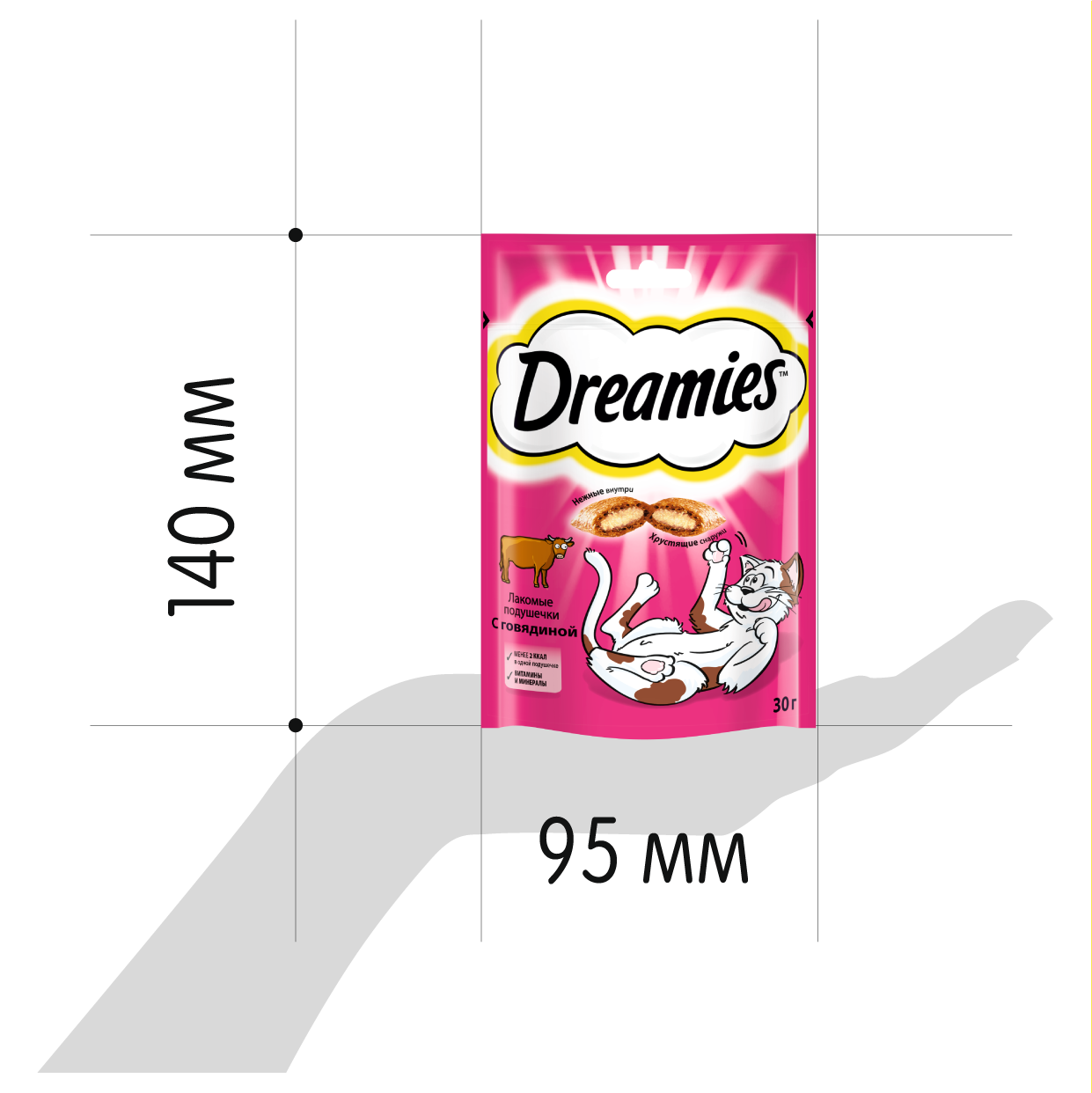 Лакомство для кошек Dreamies подушечки с говядиной, 10 пачек по 30 г - фотография № 10