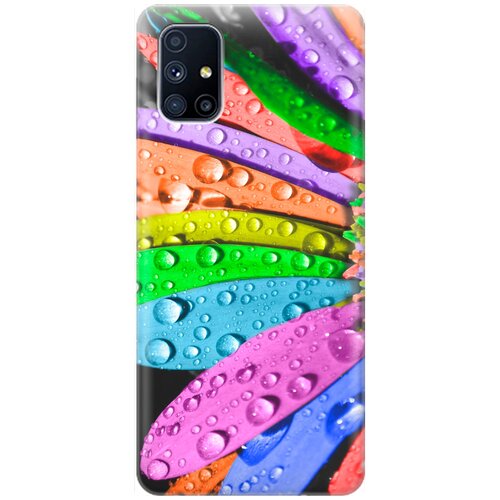 фото Ультратонкий силиконовый чехол-накладка для samsung galaxy m51 с принтом "разноцветные листья в каплях" gosso