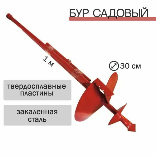 Бур садовый с твердосплавными пластинами L 1000мм БРШ-300