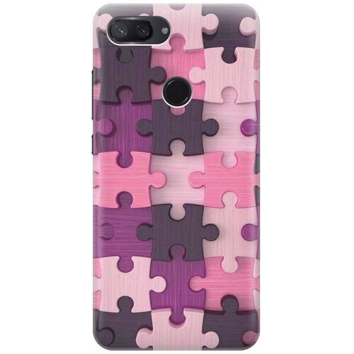 фото Cиликоновый чехол на xiaomi mi 8 lite / сяоми ми 8 лайт с принтом "сиреневый паззл" gosso
