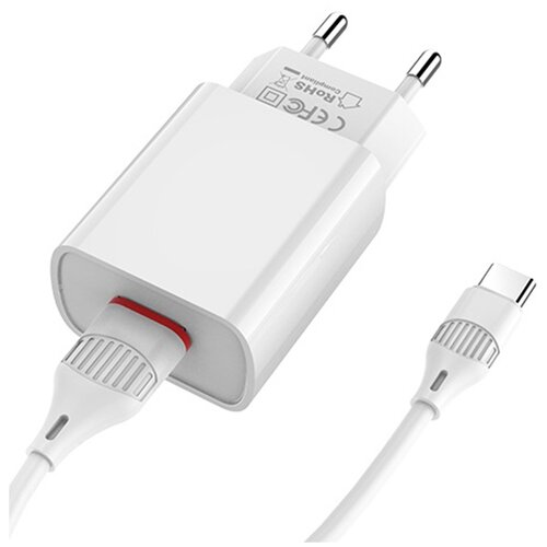 фото Блок зарядки 1 usb, 2.1 a с кабелем type-c 1м. / зарядное устройство для телефона samsung, xiaomi redmi со шнуром / блок зарядки для смартфона huawei, honor / зу адаптер usb-c (белый) pastila