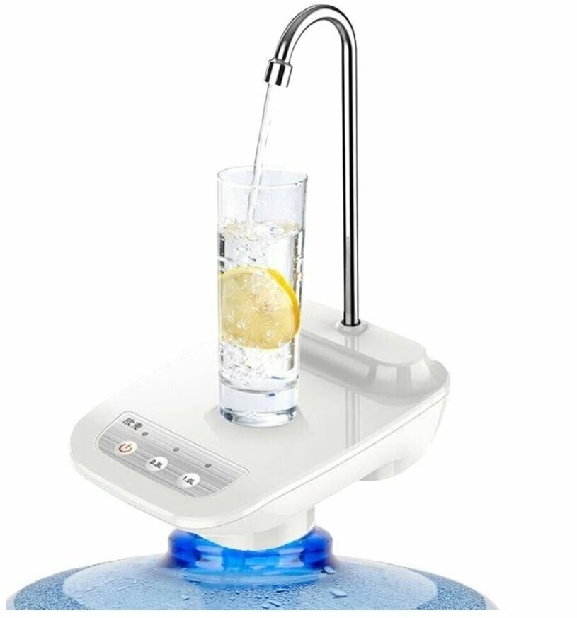 Автоматическая помпа для бутилированной воды с подставкой для стакана, белый - фотография № 1