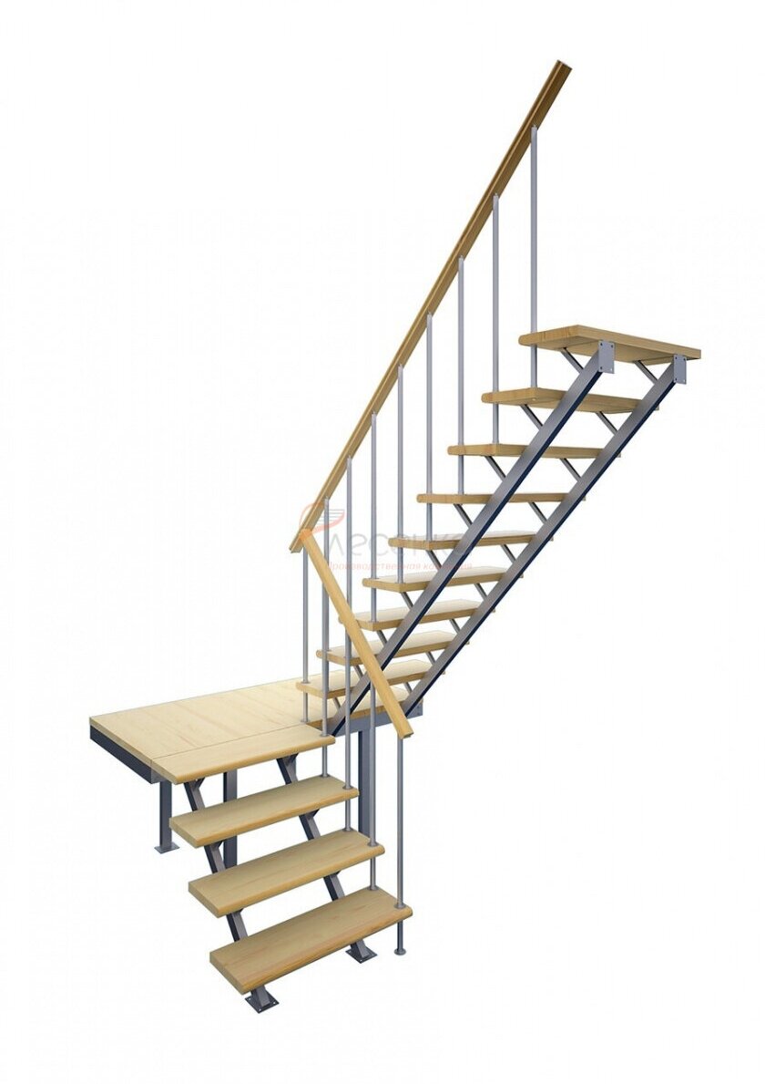 фото Комбинированная межэтажная лестница ЛЕС-06, Сосна