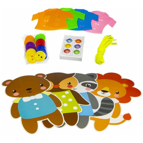 мягкая игрушка 1toy настольная игра для малышей маленький портной Развивающая игрушка 1 TOY Растем вместе Маленький портной (Т16219), коричневый/оранжевый/синий
