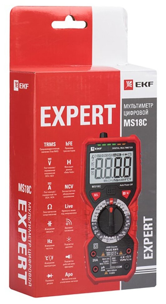 In-180701-pm18С Мультиметр цифровой MS18C Expert EKF - фото №2