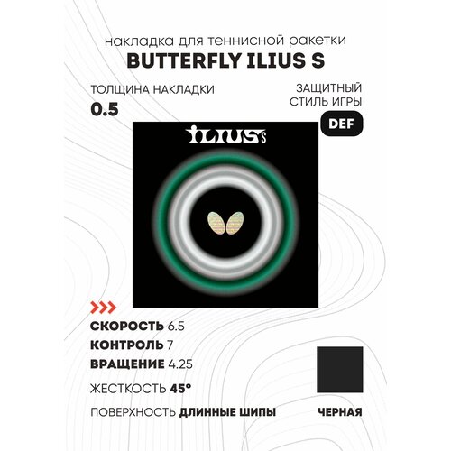 Накладка Butterfly Ilius S (цвет черный, толщина 0.5)