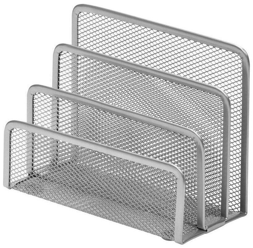 фото Подставка для бумаг и писем Attache (3 секции, металлическая сетка, высота 135 мм, серебро)