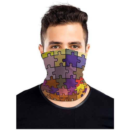 фото Универсальный бафф маска "красочные пазлы" joyarty