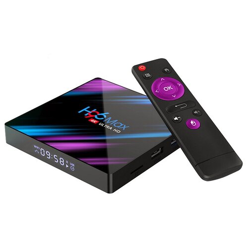 ТВ-приставка H96 H96 MAX 2/16 Gb, черный/голубой/фиолетовый тв приставка h96 max m1 2 16гб