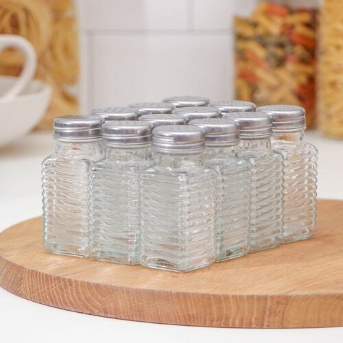 Набор стеклянных солонок Доляна Линии 12 предмета 100 мл 4х9 см цвет прозрачный 802₽