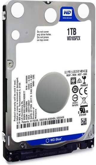 Жесткий диск 2.5" Western Digital WD Blue 1 ТБ, SATA III, 128 Mb, 5400 rpm (WD10SPZX)