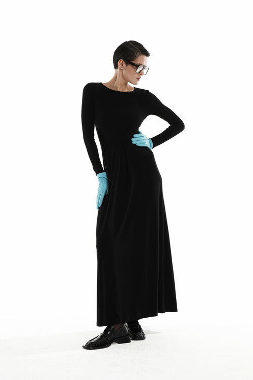 Платье Mulier, свободный силуэт, макси, размер M, черный