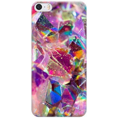 фото Re:pa накладка transparent для apple iphone se / 5s / 5 с принтом "розовые кристаллы"