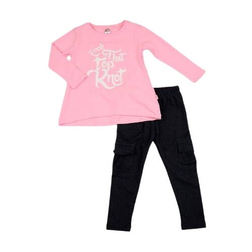 Комплект одежды  Mini Maxi для девочек, легинсы и лонгслив, повседневный стиль, пояс на резинке, размер 92, розовый, синий