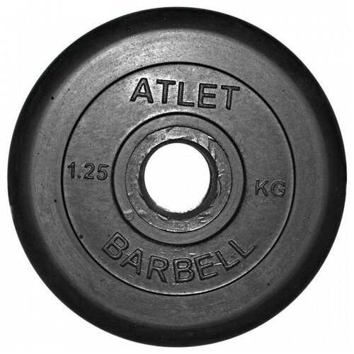 Диск MB BARBELL Barbell обрезиненный, черный, диаметр 31 мм, 1.25 кг