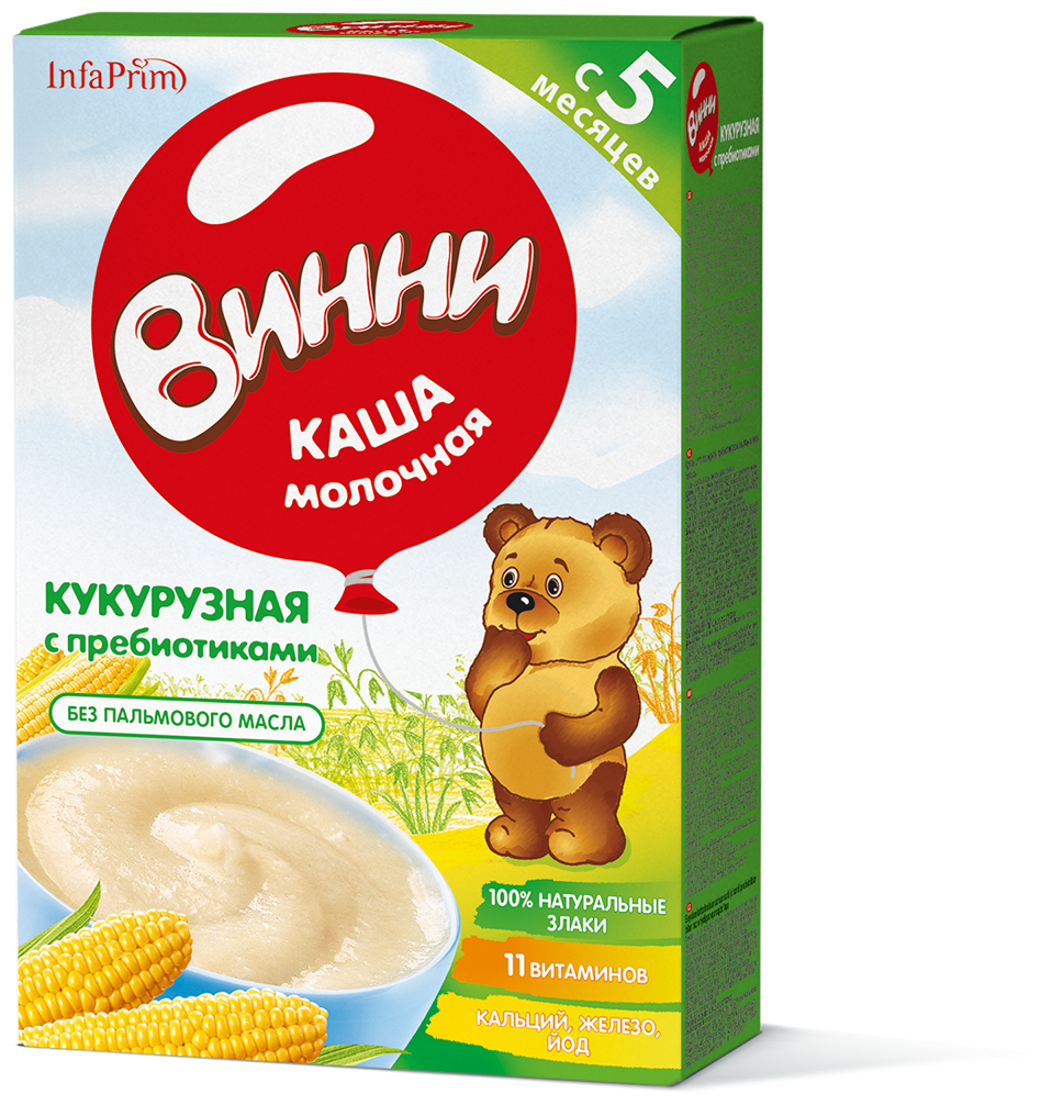 Каша Винни молочная кукурузная с пребиотиками с 5 месяцев