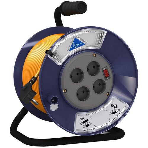 фото Удлинитель на катушке силовой партнер электро 4 розетки 50м uk202b-450db 10а б/з