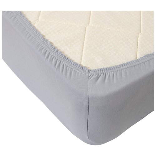 фото Простыня текс-дизайн трикотажная на резинке 120 х 200 серый